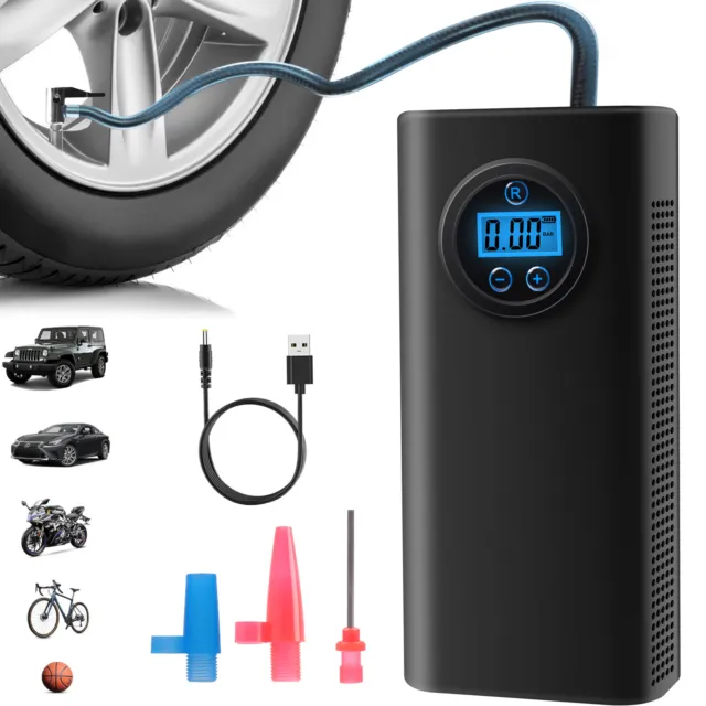 Car Tyre Inflator Cordless Digital USB Rechargeable Tire Air Compressor Pump UK