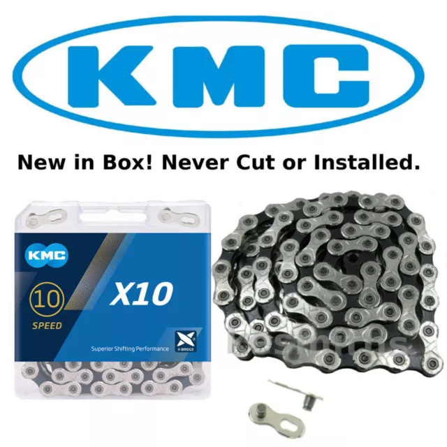 KMC X10 SILVER BLACK 10 Speed Bike Chain fits Shimano Campagnolo SRAM X10.93