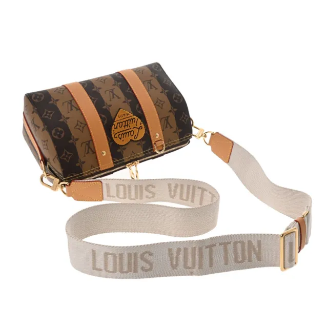 Louis Vuitton Nigo Flap Double Phone Pouch Limited Edition Stripes Monogram  Canvas Brown 1845651