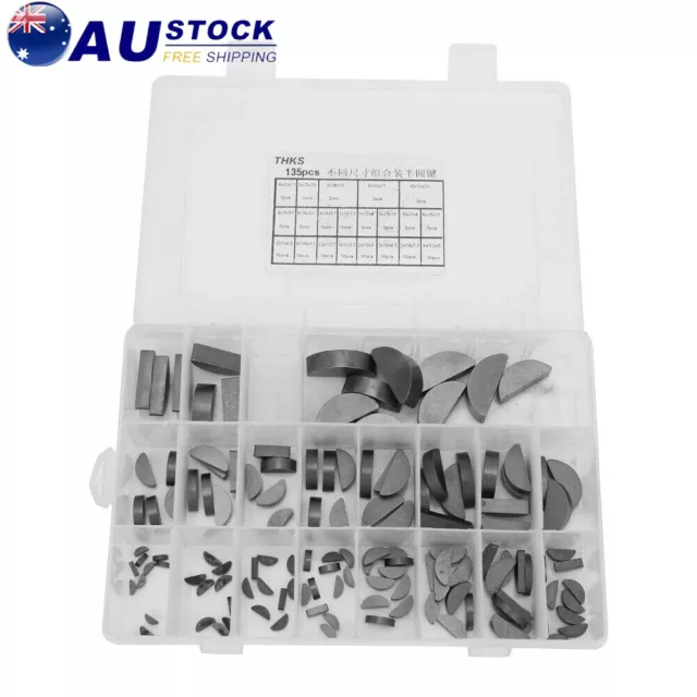 135Pc Woodruff Key Flywheel Pulley Crank Way Key Assortment Kit For Woodruff Key