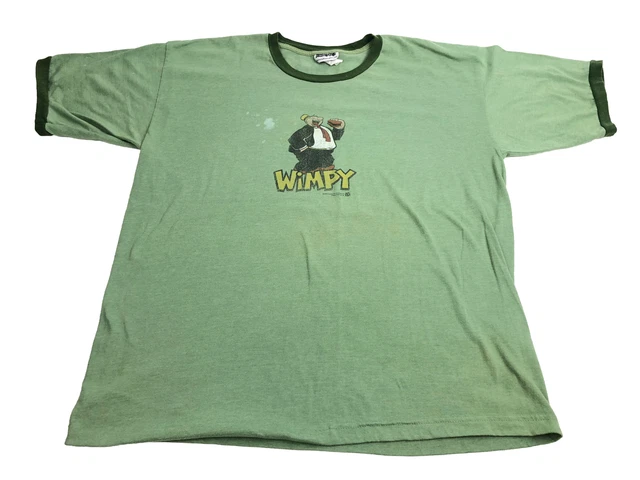 Passing For Sane VTG T-Shirt Wimpy from Popeye Ringer Tee Cloth Tag Green XL Passing For Sane VTG T-Shirt Wimpy from Popeye Ringer Tee Cloth Tag Green XL