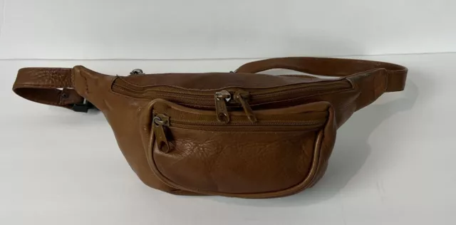 Hobo International Vintage Brown Leather Belt Bag Fanny pack bag Zip Close