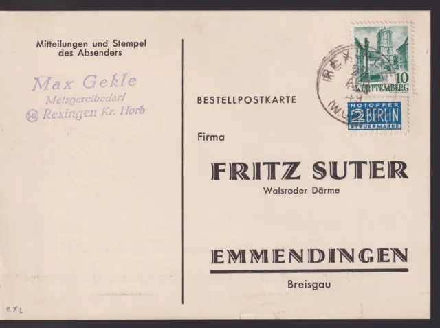 Franz.Zone/Württemberg, Mi. 33, Nachverwendung Rexingen, 22 AUG 49