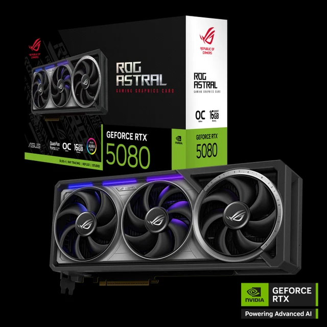 Carte Graphique ASUS ROG Astral GeForce RTX 5080 OC 16 Go GDDR7 Reflex 2 RTX AI DLSS4
