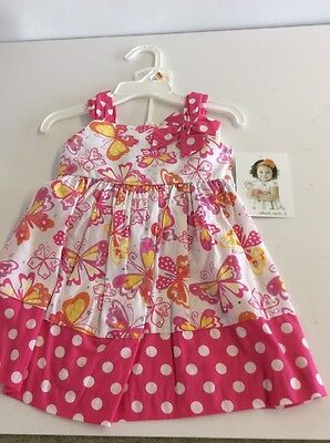 Allison Ann Kids Pink 2pc Garment Dress Set Outfit w/ Butterflies Size 12M NWT