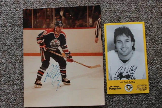 Paul Coffey SIGNED 8 x 10 and rare Coca-Cola Postcard.