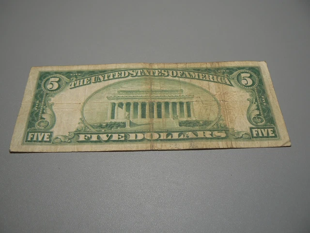 1928 Five Dollar Bill $5 United States Note Red Seal 4