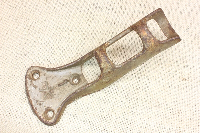 Old 1" Flag Pole Bracket Banner Support Vintage Cast Iron Silver Paint Rustic 2
