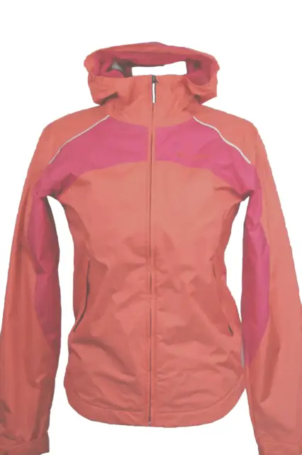 Columbia Youth L Rain Jacket Hood Safe Wet Reflect Safety Orange Pink Pocket