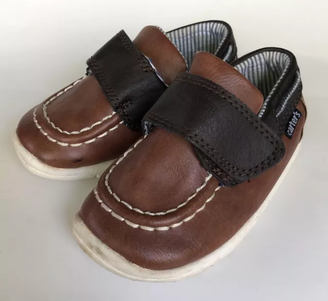 Carter’s Toddler Kids Boys Light Brown Leather Shoes Size 6 little Boys