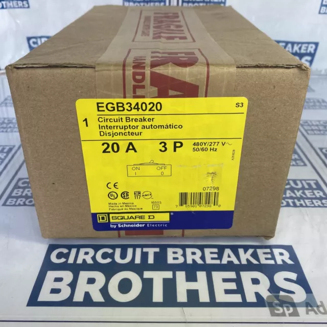 Square ￼D EGB34020 20 Amp 480V 3 Pole Circuit Breaker-Warranty￼￼(Ship Same Day)