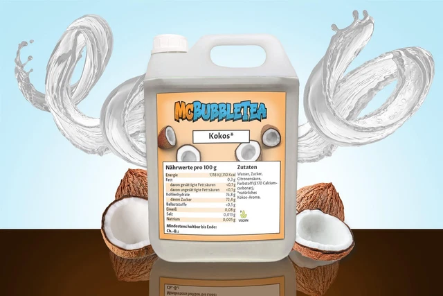 (7,99 EUR/l) Bubble Tea Sirup 5 Liter Kokos Infusion/ Konzentrat - 1:20
