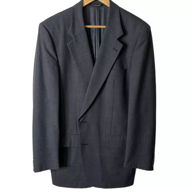 Vintage Burberry Suit Jacket Blazer  Sport Coat Two Button Wool Glen Check 44