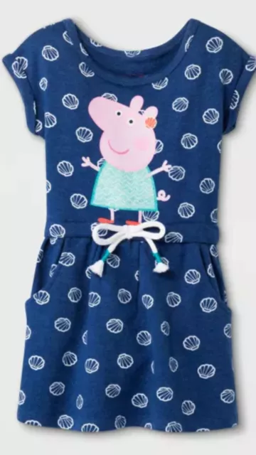 NWT Girl's Size 5T Peppa Pig Pullover Spring Summer Dress w/ Pockets NWT in Bag