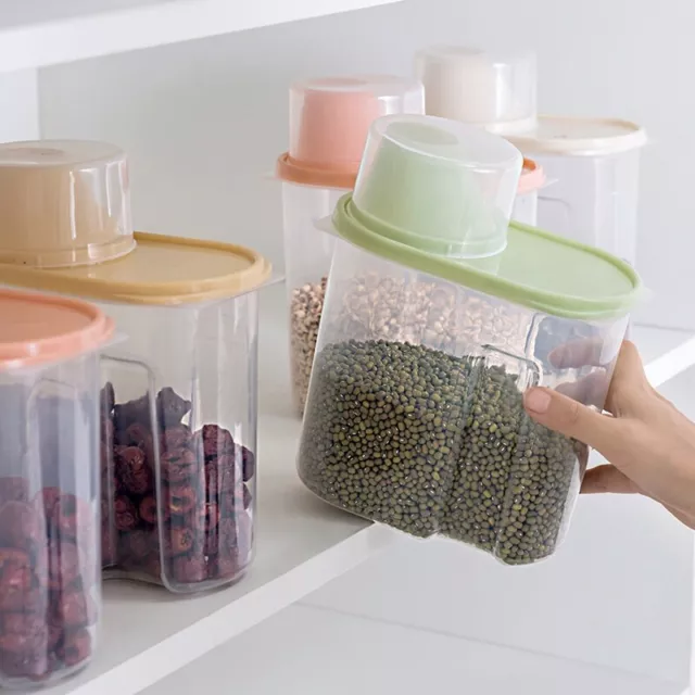 Plastic Cereal Dispenser Kitchen Storage Box Rice Container Storage Jars -xd