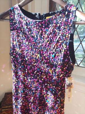 NWT Alice + Olivia Sequin Dress 0 Pink Multicolor Sleeveless MSRP $711 / £515