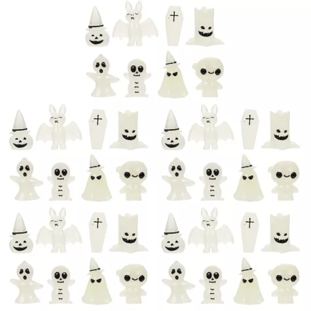 40 Pcs Decorative Ghost Figure Figurines Luminous Halloween Cartoon