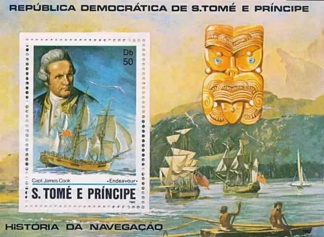 St.thomas 1982 Captain Cook S/S Mnh Ships, Explorers