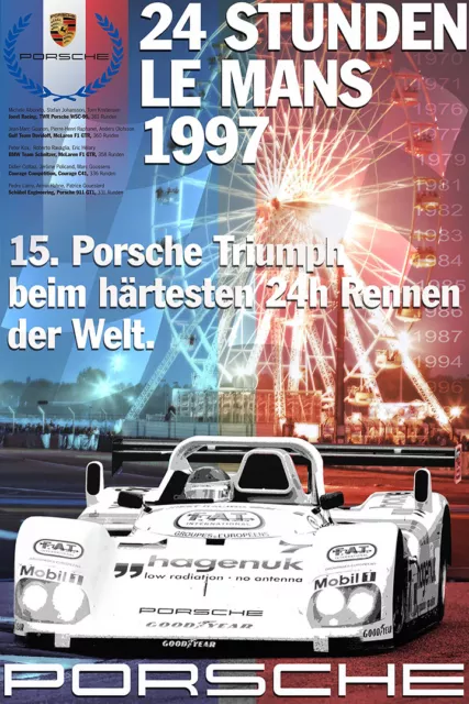 Porsche Triumph 24 Hour Racing Le Mans 1997 Poster