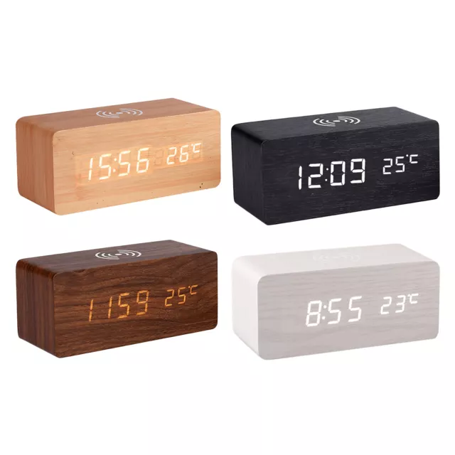 Modern Digital Wood LED Light Desk Alarm Clock for Kids Travel Home Decor