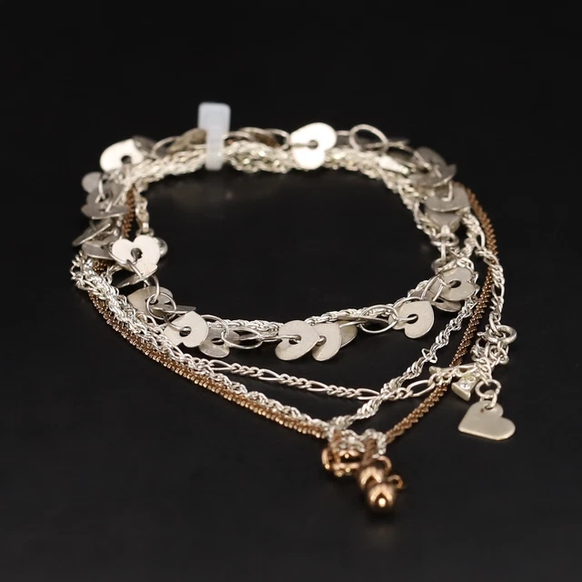 Sterling Silver - Lot of 5 Assorted Fancy Rope Figaro Chain Bracelets - 16g