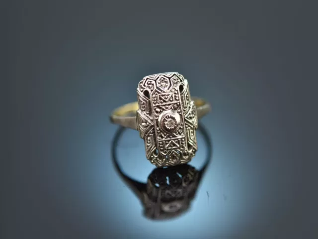 Art Deco Ring Mit Diamant Gearbeitet Aus Gold 585 Und Silber Entstanden Um 1920