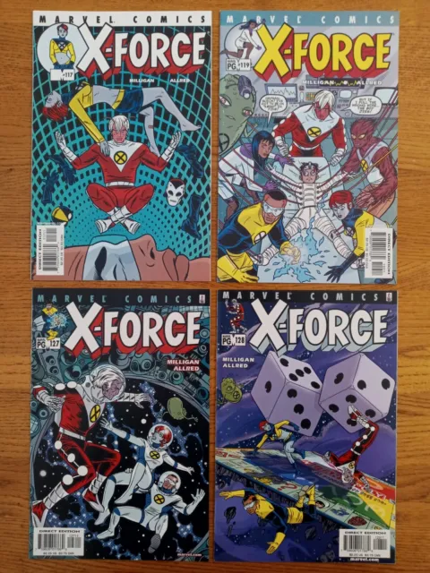 X-Force # 117 119 127 128 Lot Of 4 Marvel Late Run Low Print Milligan Allred