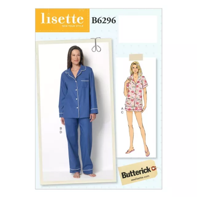 Butterick Ladies Easy Sewing Pattern 6296 Pyjama Tops, Shorts & Pants (Bu...