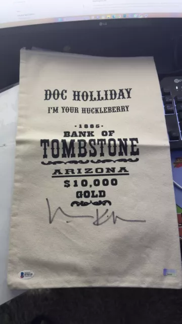 Val Kilmer Doc Inscription Tombstone Signed Autograph Money Bank Bag Beckett BAS