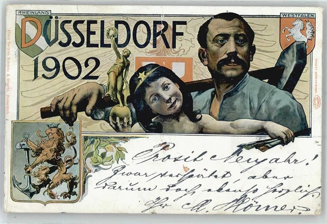 51595952 - 4000 Duesseldorf Wappen Mann Kind 1902 Duesseldorf Stadtkreis 1903