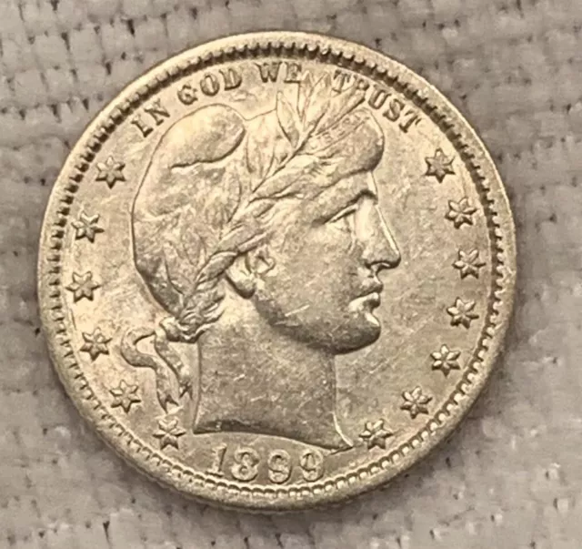 1899-O Barber Silver Quarter, Choice AU ++ Better Date ,25