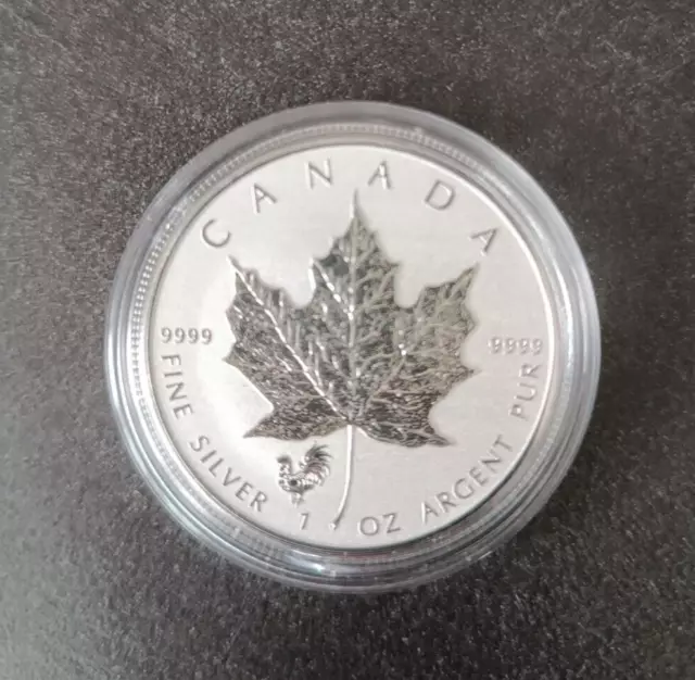 Canada 2017 Maple Leaf Privy Mark Hahn 1oz Silber Proof 5 Dollars + CoA