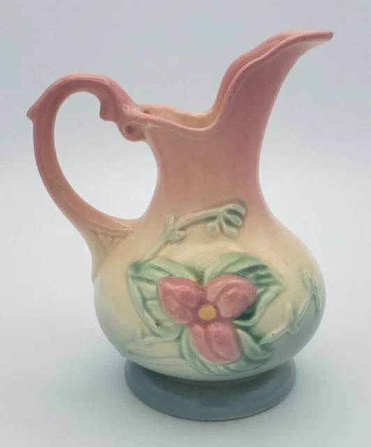 VINTAGE HULL ART POTTERY WILD FLOWERS PITCHER W-2-5 1/2” USA Pink Green