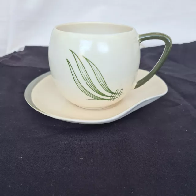 CARLTON WARE WINDRUSH WINDSWEPT GREEN PATTERN 2403 1950's CUP AND SAUCER