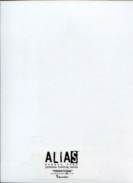 Alias Season 4 ''Predictions'' Uncut Mini Press Sheet Ltd / 199