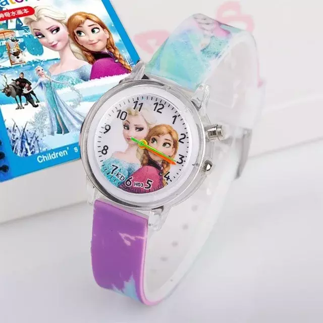 Kids Glowing Watch Birthday Christmas Present Cartoon Character Elsa, Spiderman