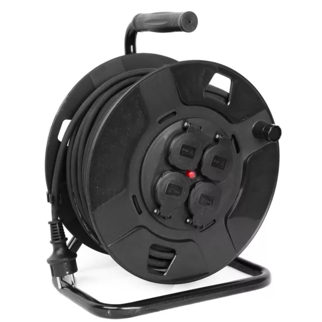 LEX Professionnel Tambour pour Câble 50m Extérieur IP 44 Stable Support en Métal