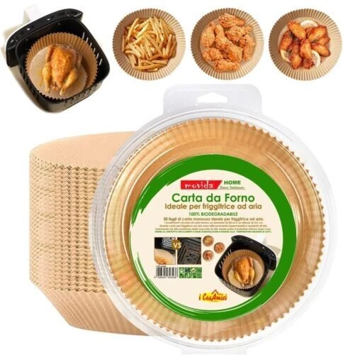 3 pz  Carta Forno Tondo per Friggitrice ad Aria Diametro 20 cm. conf. da 50 pz