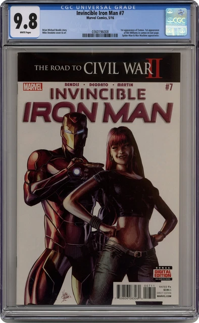 Invincible Iron Man #7A Deodato CGC 9.8 2016 0360196008 1st cameo Riri Williams