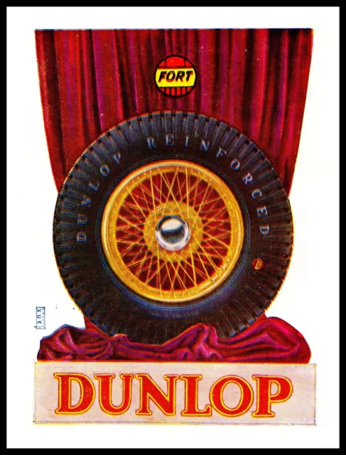 Pubblicita' 1931 Dunlop Rubber Reinforced Fort Gomme Pneumatici Ruote Auto Cars