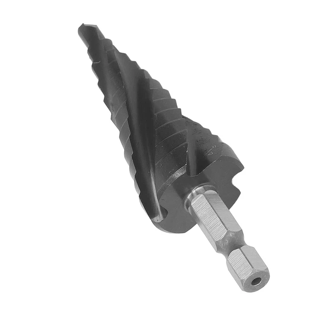 Step Drill Bit 4 Flute 1/4in Hex Shank 12 Step 3/16‑7/8in Spiral Drill Bit