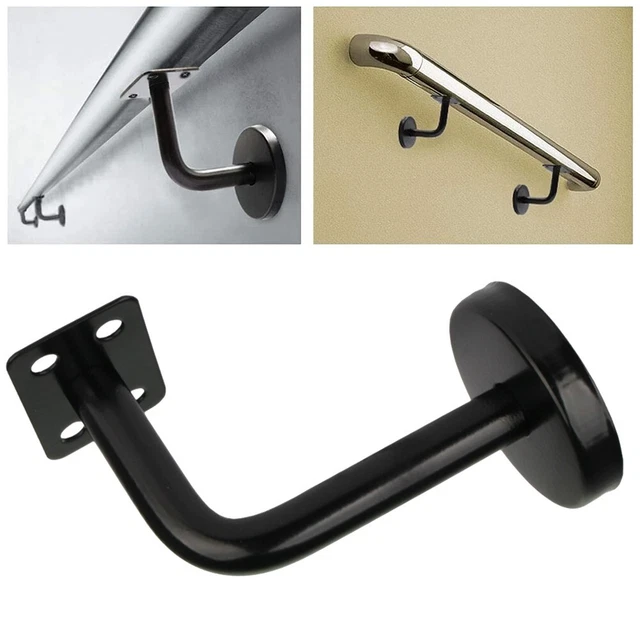 Secure Black Stair Handrail Bracket with Wall Support Enhance Your Safety