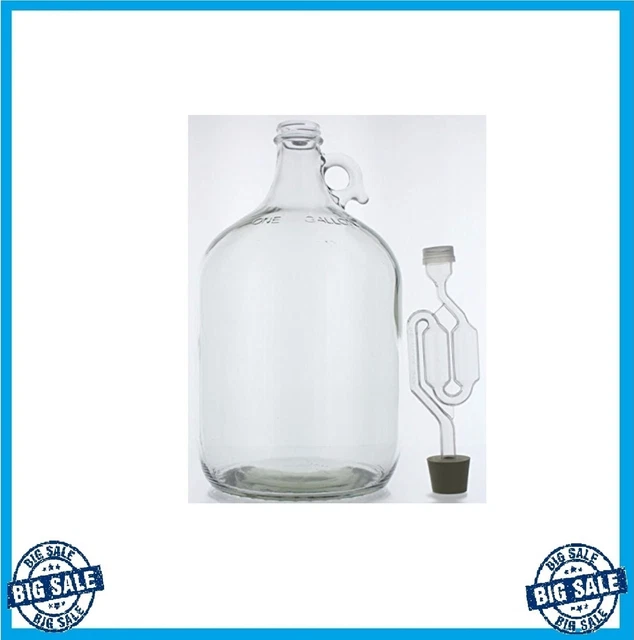 1 GALLON GLASS Wine Fermenter Beer Making Rubber Stopper Airlock Brew