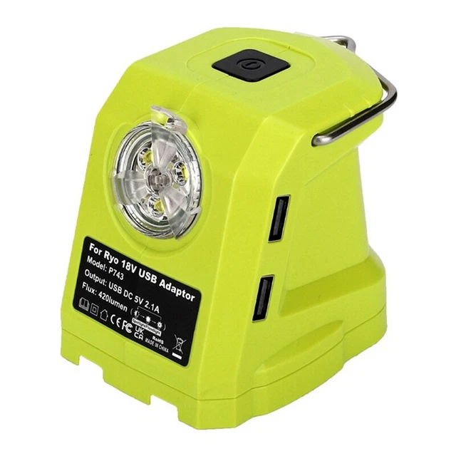 Luz de trabajo LED para batería de iones de 14,4V-18V doble convertidor USB adaptador N5K2
