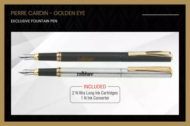 Pierre Cardin Pluma estilográfica exclusiva Golden Eye Cuerpo de acero...