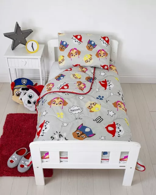 PAW PATROL Coverless Reversible Quilt & Filled Pillow Toddler Bed 4TOG