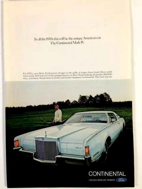 1972 Lincoln Continental Mark IV Print Ad