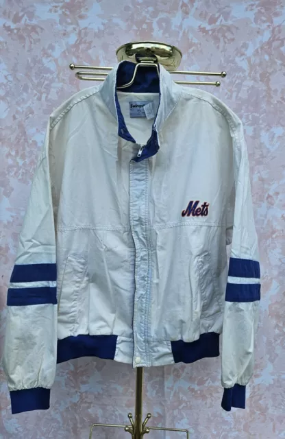 Swingster Jacket New York Mets Baseball White And Blue Size XL