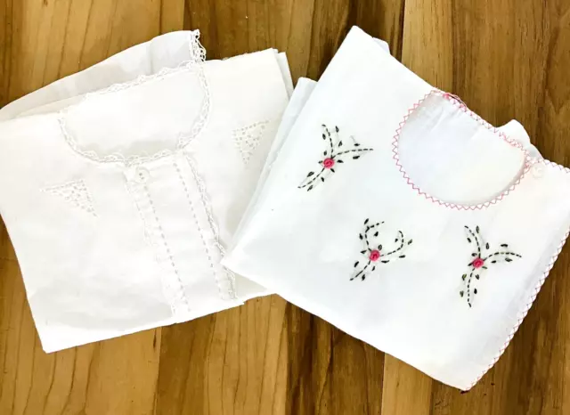 Set of 2 Vintage 6 month White Long Sleeve Baby Shirt Embroidered  Lace Tops NWT