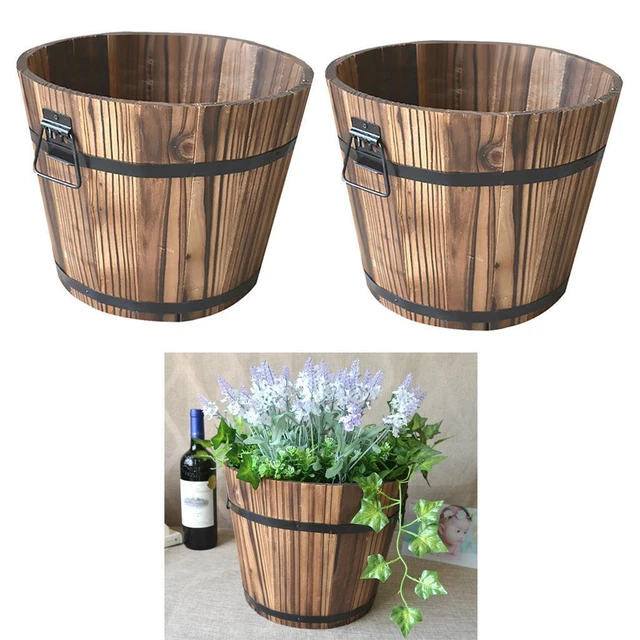 2 pièces rustique en bois seau pot de fleur jardinière maison balcon décor